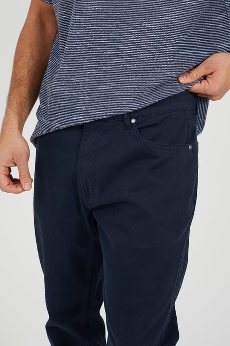 Navy Cotton Twill Chino Trousers - Image 4