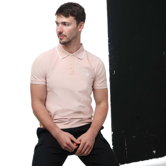 Timberland Kortärmad polotröja med tryck för herrar (Rosa) - Image 3