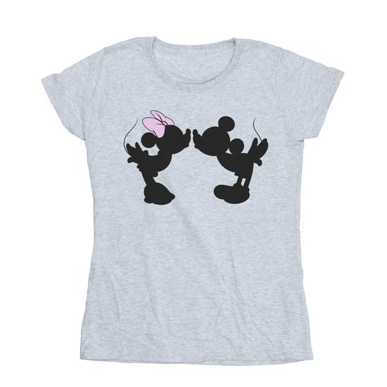 Disney Dames/Dames Mickey Minnie Kiss Silhouet Katoenen T-Shirt (Sportgrijs) - Image 1
