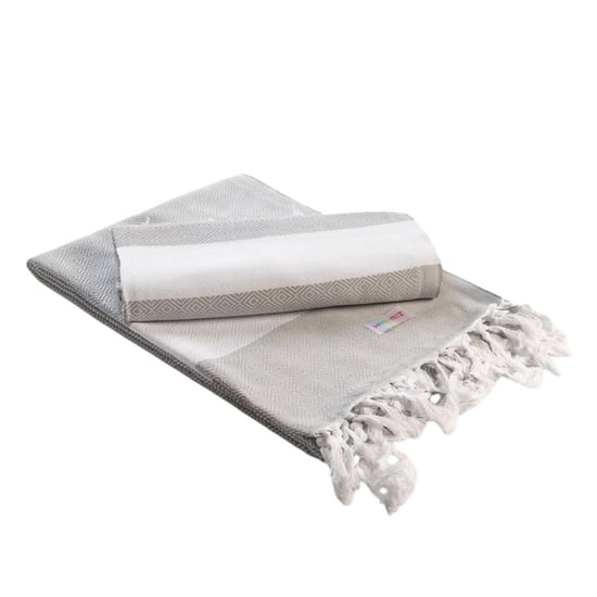 ARTG Hamamzz Marmaris Deluxe Handdoek (Lichtgrijs/Wit) - Image 1