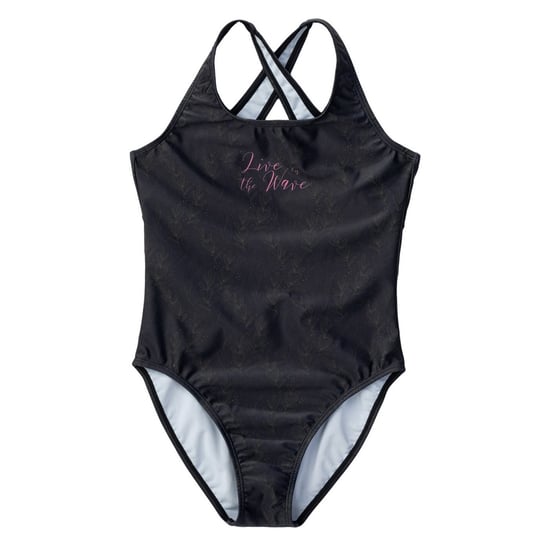 Aquawave Meisjes Salava Leaf Print One Piece Zwempak (Zwart) - Image 1