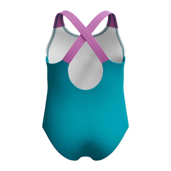 Speedo Baby Meisjes Leren Zwemmen Bedrukt Kruis Rug Eèn Stuk Zwempak (Blauw) - Image 2