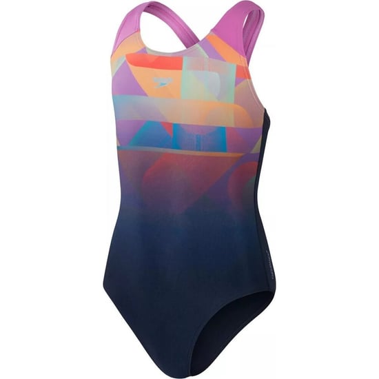 Speedo Eendelig badpak met Digi Plaatsing Splashback voor Meisjes (Marine / Rood) - Image 1