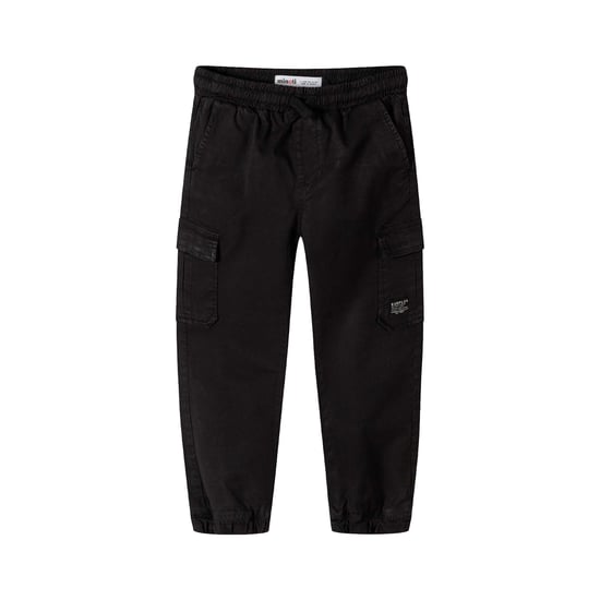 Minoti Jongens Geweven Text Elastische Taille Cargo Broek (Zwart) - Image 1