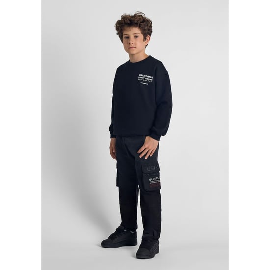 Minoti Jongens Bedrukte Cargo Broek met Ritszak (Zwart) - Image 1
