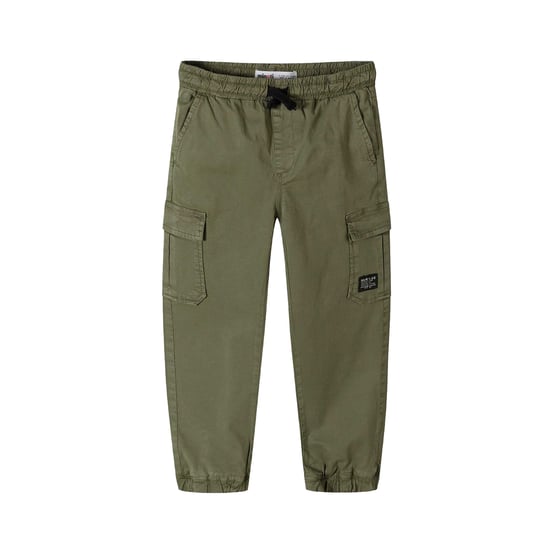Minoti Jongens Geweven Text Elastische Taille Cargo Broek (Kaki Groen) - Image 1