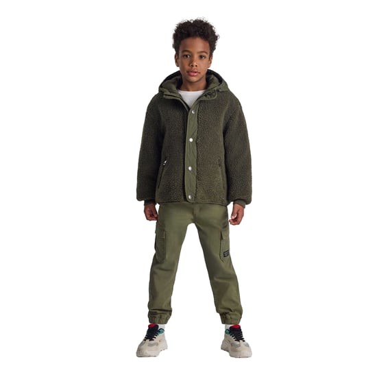 Minoti Jongens Geweven Text Elastische Taille Cargo Broek (Kaki Groen) - Image 4