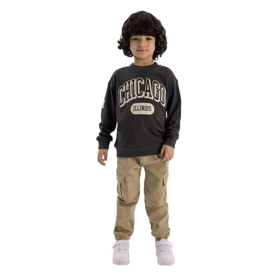 Minoti Jongens Woven Patch Elastische Taille Cargo Broek (Beige) - Image 4