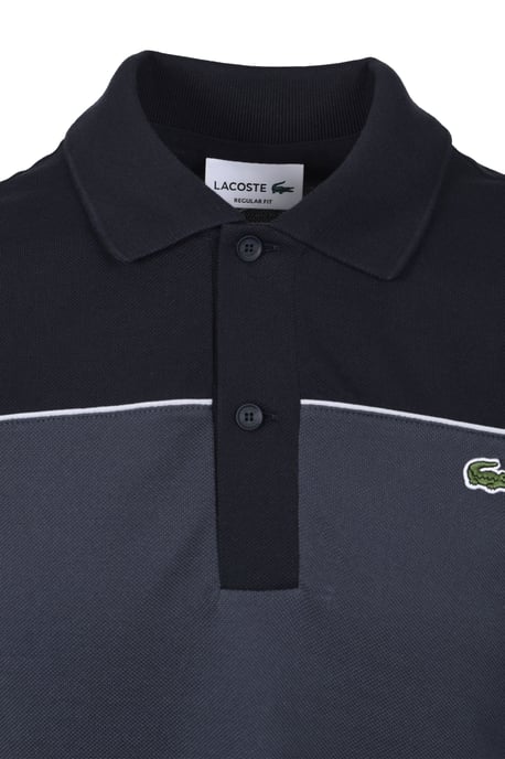 LACOSTE BLOCK COLOUR POLO SHIRT BLACKBIRD/GRAPE - Image 2