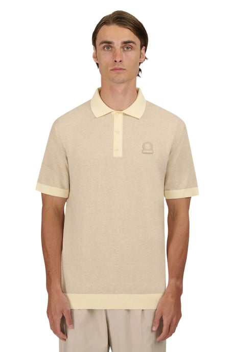 Sandbanks 3-Button Knitted Polo STONE - Image 2