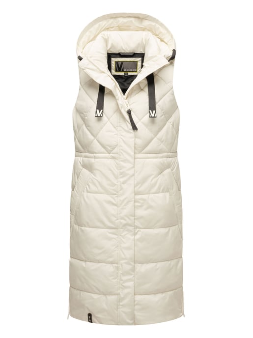 Marikoo lange gewatteerde damesbodywarmer met capuchon – Narikaa - Image 1