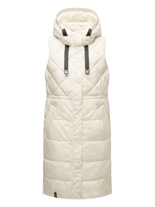 Marikoo lange gewatteerde damesbodywarmer met capuchon – Narikaa - Image 2
