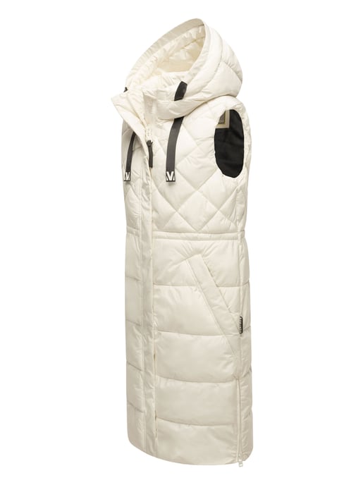 Marikoo lange gewatteerde damesbodywarmer met capuchon – Narikaa - Image 3