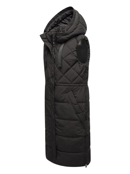Marikoo lange gewatteerde damesbodywarmer met capuchon – Narikaa - Image 3