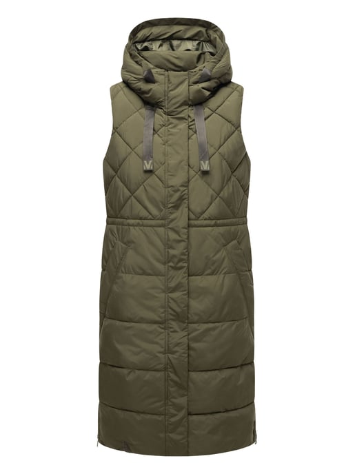 Marikoo lange gewatteerde damesbodywarmer met capuchon – Narikaa - Image 2