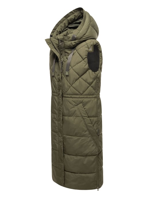 Marikoo lange gewatteerde damesbodywarmer met capuchon – Narikaa - Image 3