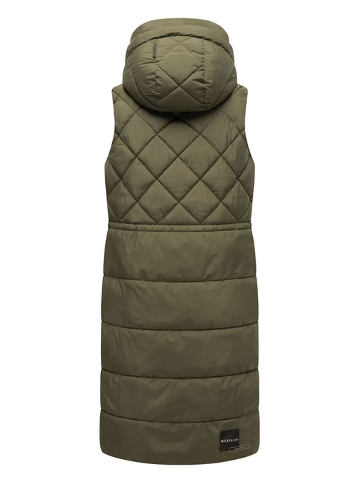 Marikoo lange gewatteerde damesbodywarmer met capuchon – Narikaa - Image 4