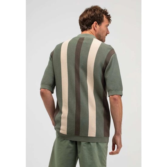 Butcher of Blue Delvin knit stripe polo jade green - Image 5