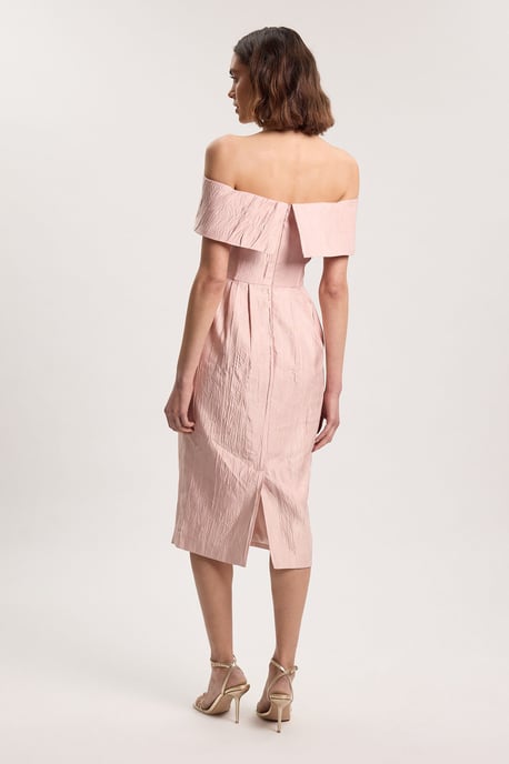 Petite Textured Tailored Twill Bandeau Midi Dress - Image 3
