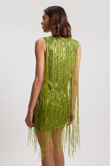 Beaded Fringed Sleeveless Woven Midi Dress - Image 3
