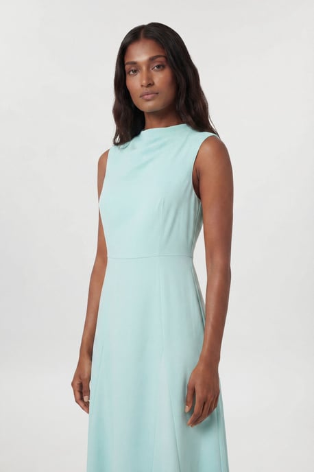 Tailored Satin Godet Full Skirted Midi Dress - Image 2