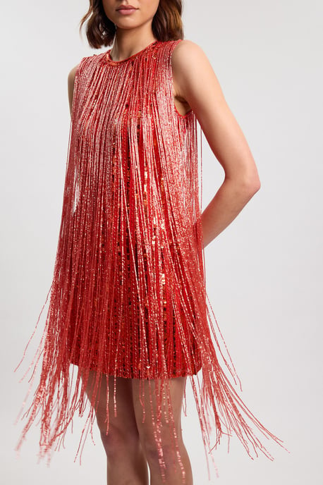 Beaded Fringed Sleeveless Woven Midi Dress - Image 2