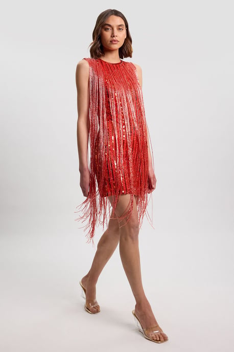 Beaded Fringed Sleeveless Woven Midi Dress - Image 4