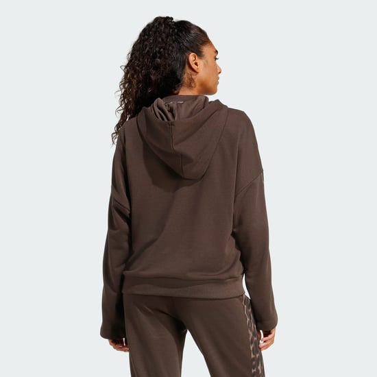 Seasonal Essentials Leopard Print French Terry Hoodie with 3-Stripes - Image 2
