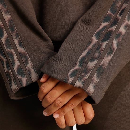 Seasonal Essentials Leopard Print French Terry Hoodie with 3-Stripes - Image 5