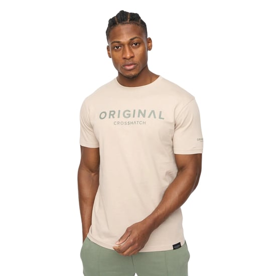 Crosshatch Mens Bardon Cotton T-Shirt (Light Stone) - Image 3