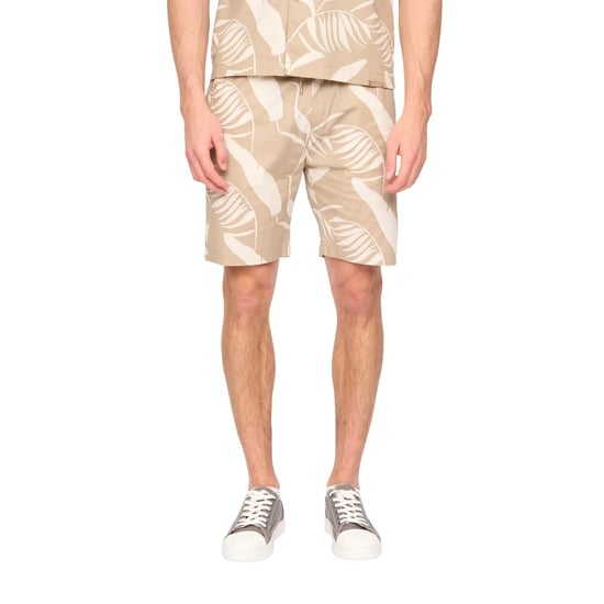Duck and Cover Heren Hopkinton Tropische Bladeren Ademend Shirt en Shorts Set (Licht Steen) - Image 4