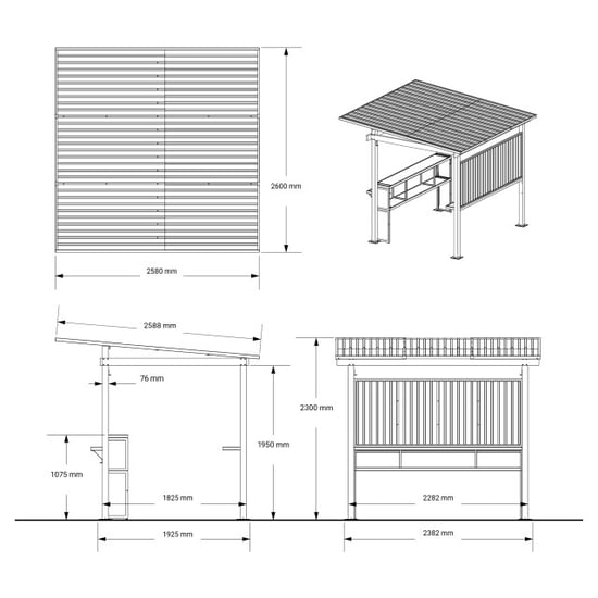 Sojag München buitenbar metalen tuinbar 260x260 cm - Image 4