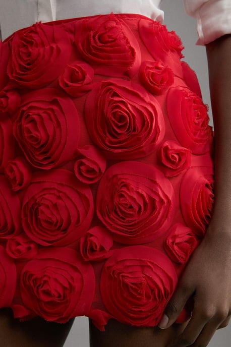 Crinkle Rosette Woven Mini Skirt - Image 2