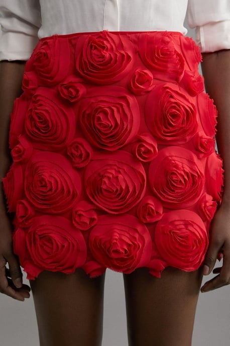 Crinkle Rosette Woven Mini Skirt - Image 5