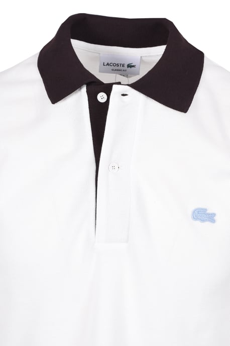 LACOSTE POLO SHIRT WHITE/BROWN - Image 2
