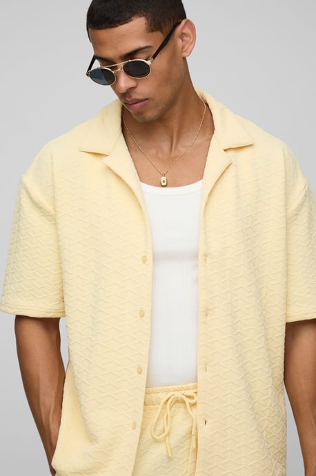 Short Sleeve Oversized Jersey Textured Shirt & Short Set - Image 3