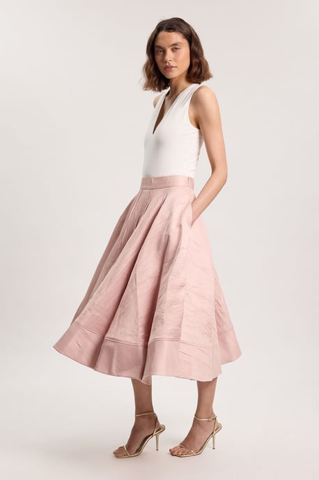 Textured Tailored Twill Full Skirt - Image 4