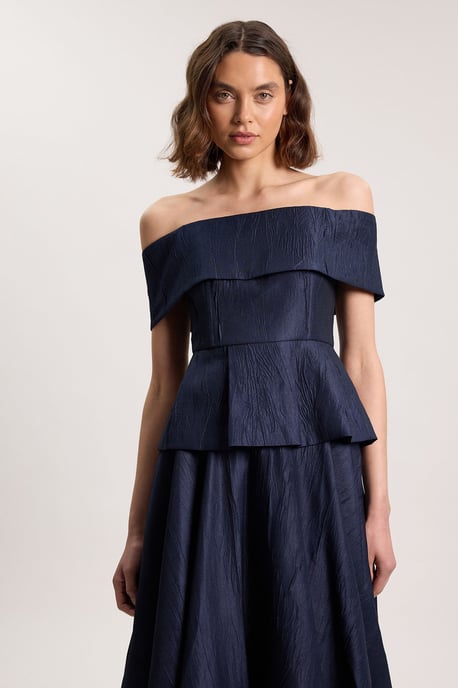 Textured Tailored Twill Bandeau Top - Image 1