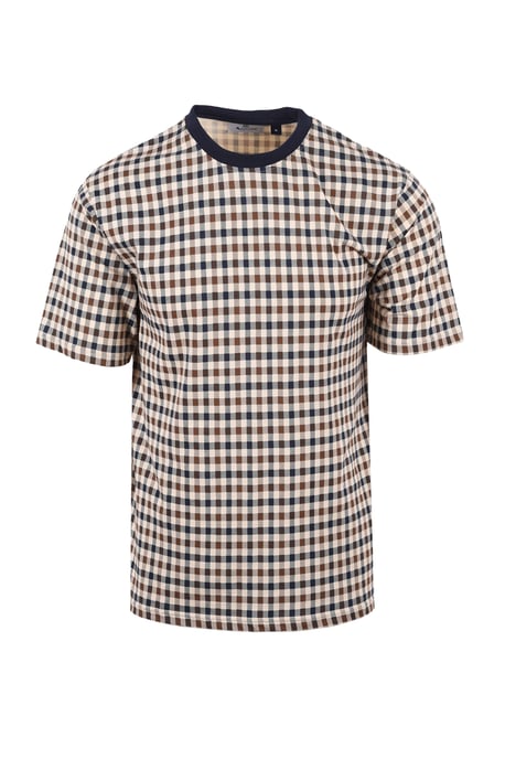 AQUASCUTUM CLUB CHECK T-SHIRT NAVY - Image 1