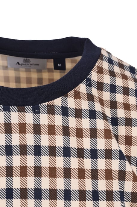 AQUASCUTUM CLUB CHECK T-SHIRT NAVY - Image 3