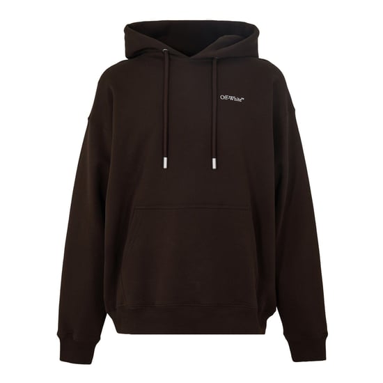 Men's Off White Oversize Hooded Neck Drop Shoulder Sweatshirt in Chocolate-White - Image 1