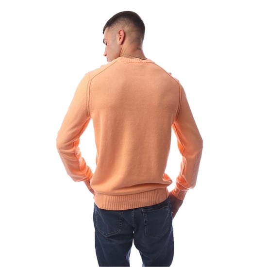 Men's Boss Crew Neck Long Sleeve Regular Fit Sweater in Pastel Orange - Image 2