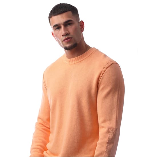 Men's Boss Crew Neck Long Sleeve Regular Fit Sweater in Pastel Orange - Image 3