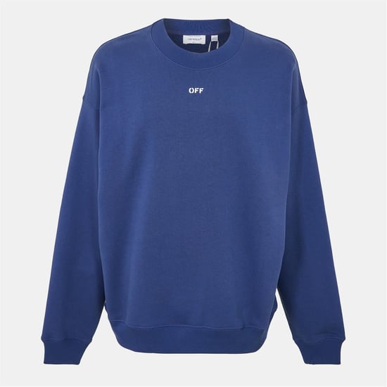 Men's Off White Skate Crew Neck Drop Shoulder Sweatshirt in Dark Blue-White - Image 1