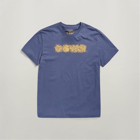 Men's G Star Logo T-Shirt in Vint Indigo - Image 1