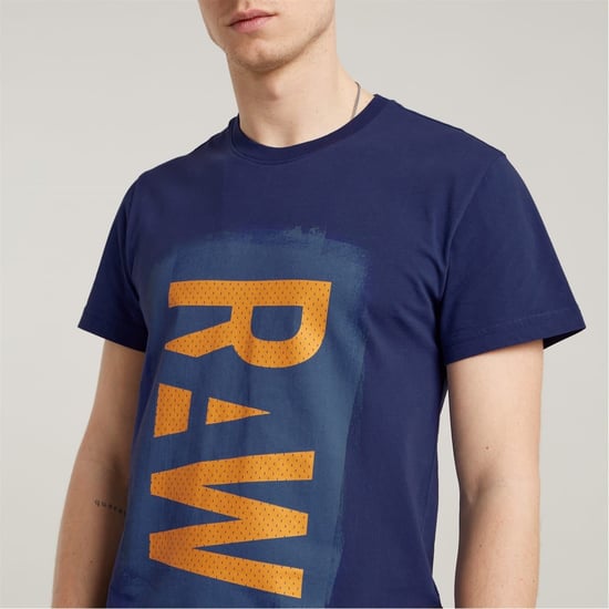 Men's G Star Raw Graphic T-Shirt in Ballpen Blue - Image 3