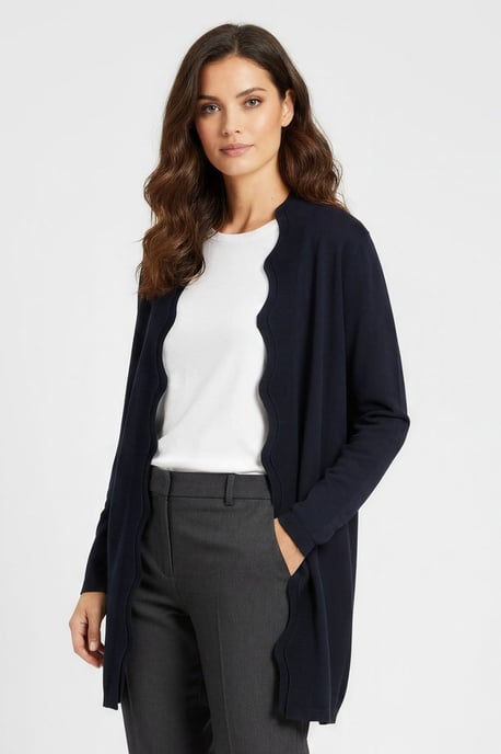 Scallop Edge Longline Cardigan - Image 1