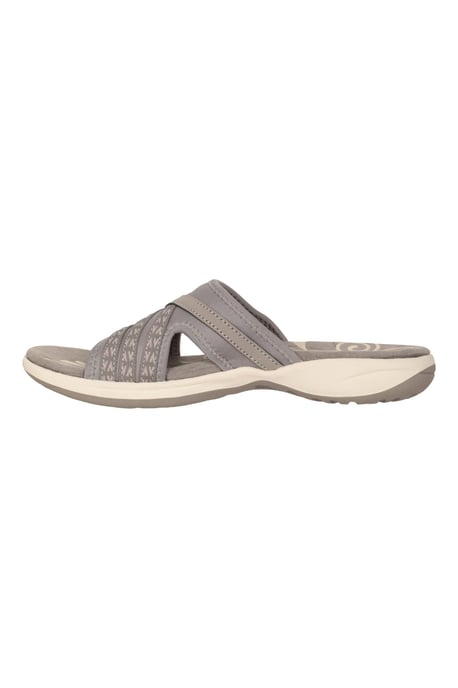 'Crest' Women's Slip On Comfort Sliders Casual Cushioned Ladies Open Toe Sandals Grey - Image 4