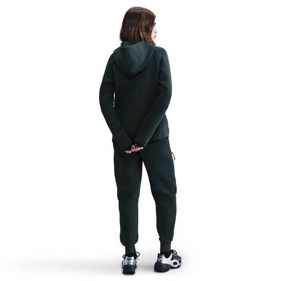 Women's Nike Tech Solid Patterned Hooded Neck Jacket in Seaweed/Black - Image 5