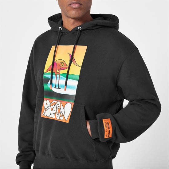 Men's Heron Preston Abstract Heron Hoodie in Black 1020 - Image 4